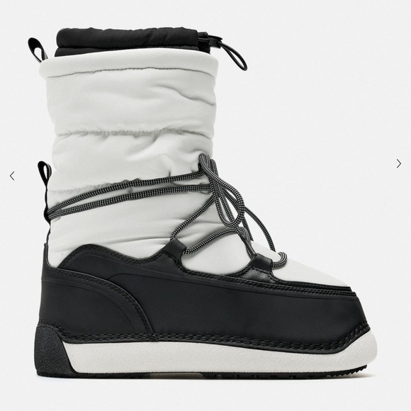 Zara Shoes - Zara NWT WATER RESISTANT AND WATER REPELLENT QUILTED BOOTS Size 9 Black & White
